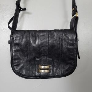 BCBGMaxAzria Soft Black Leather Crossbody Bag Purse